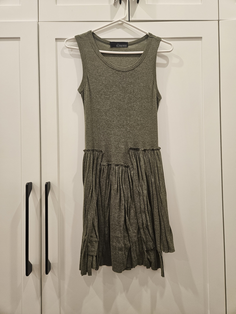 Olive Green Sleeveless Dress by Olivaceous